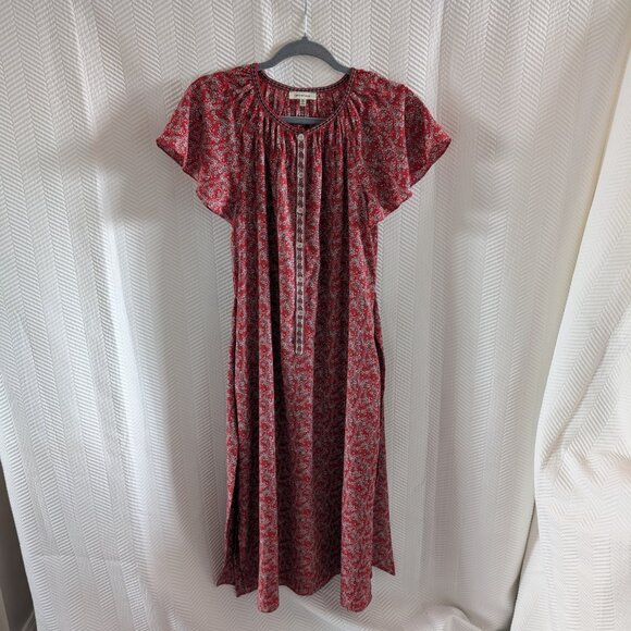 Max Studio Red Floral Tie Waist Midi Dress Side Slits XS/S Cottagecore Feminine - Picture 8 of 14